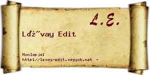 Lévay Edit névjegykártya